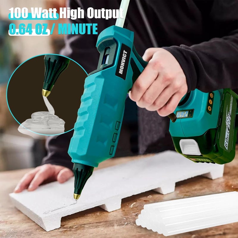 MONVICT 100W Cordless Glue Gun for Makita 18V Battery, Upgraded Digital Temperature Adjustable Handheld Electric Power Full Size Heavy Duty Hot Glue Gun with 10 Glue Sticks (Battery Not Included) - Image 4